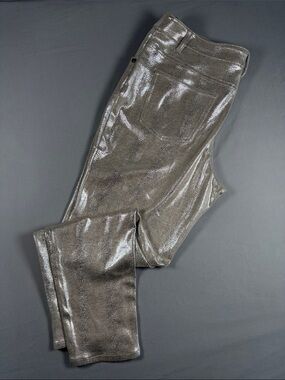 Eric brand Shimmering Metallic Skinny Pants in Silver